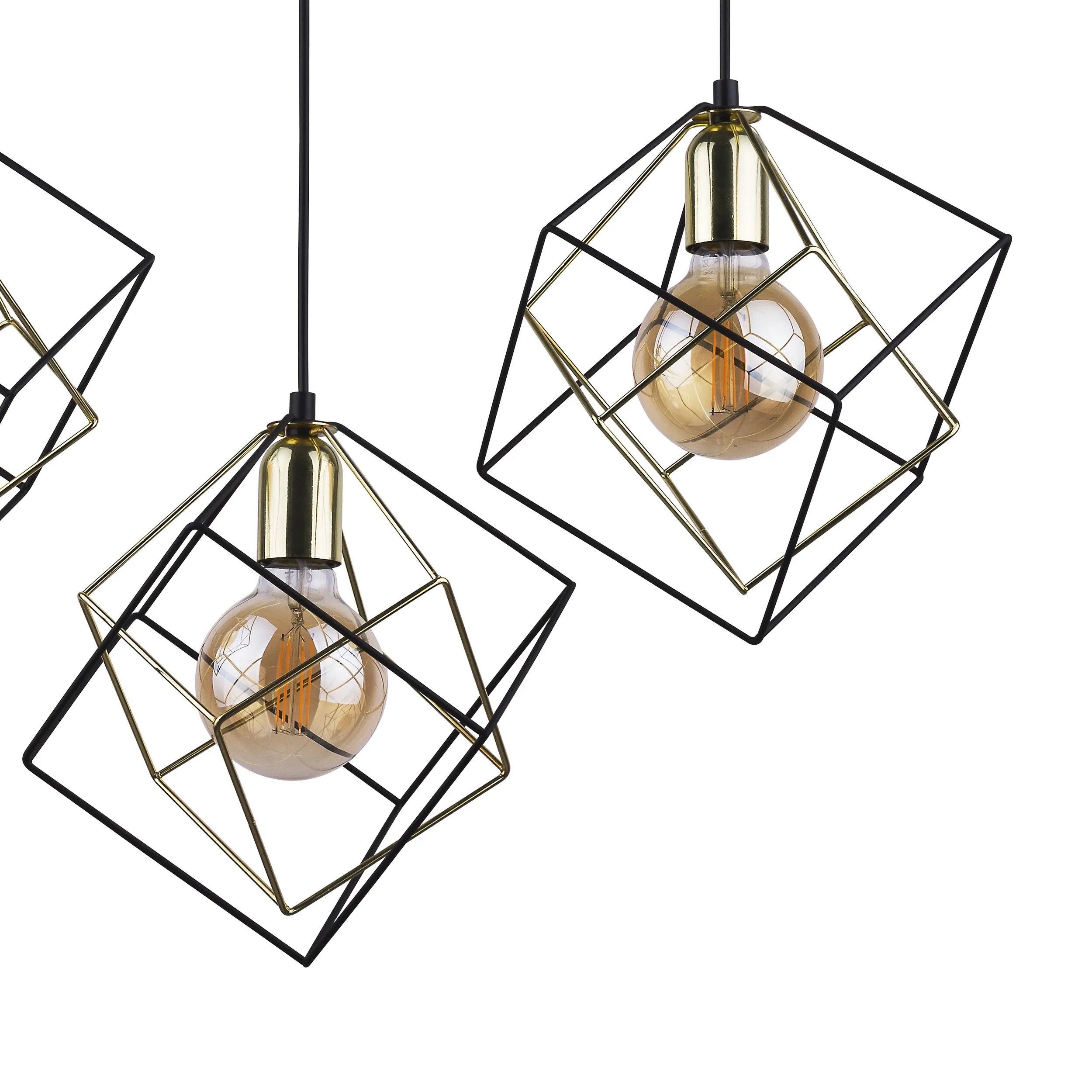 Lampa wisząca ALAMBRE czarna ze złotymi elementami na metalowej listwie 135x84x28cm - TK_2699