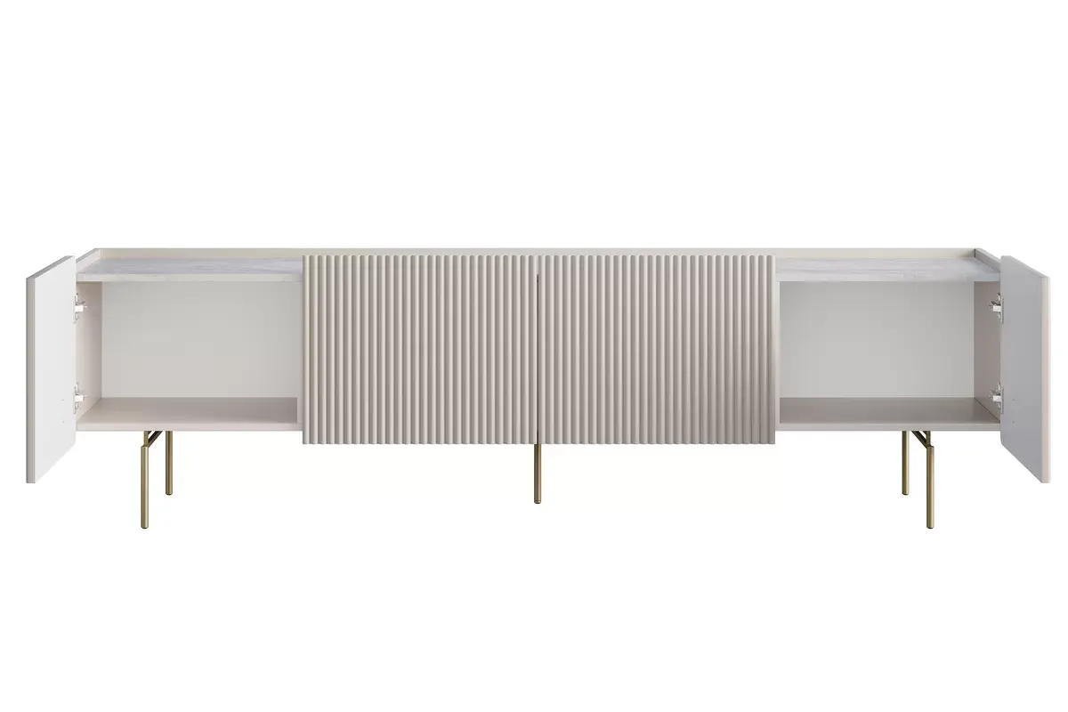 MALMI Szafka RTV 200 2D2SZ - cashmere / crema bianca / złote nogi - B_162316