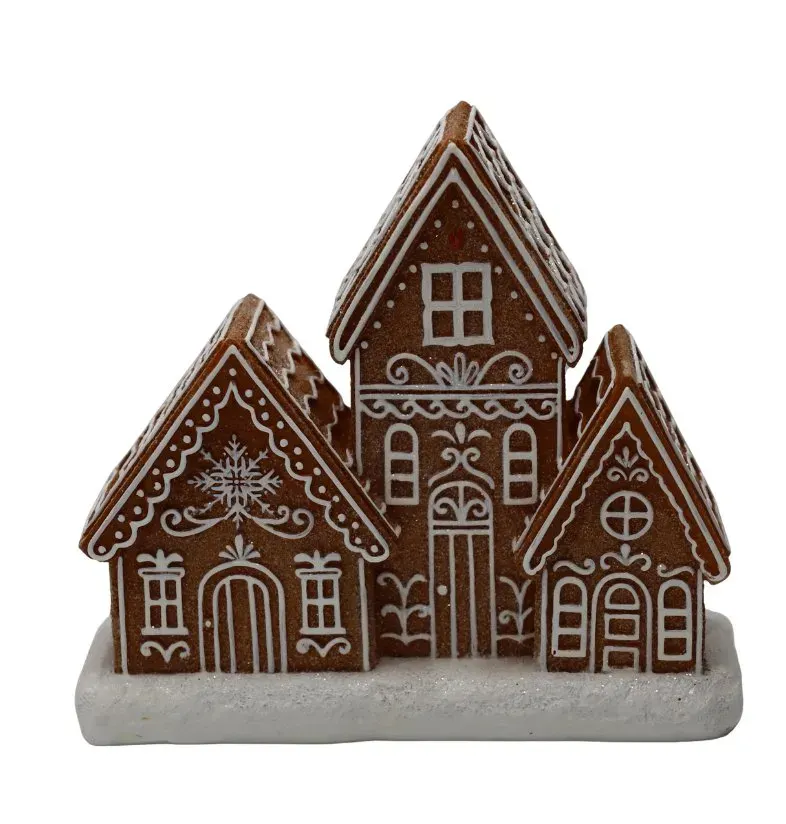 Dekoracja DOMKI PIERNIKOWE 1422 brązowo-białe Dekoracja DOMKI PIERNIKOWE 1422 brązowo-białe