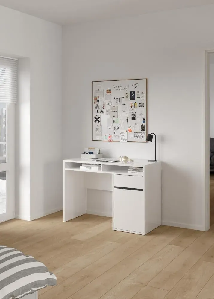 Biurko z szafką i szufladą FUNCTION PLUS 110cm biały wysoki połysk - TV_70488UUUU