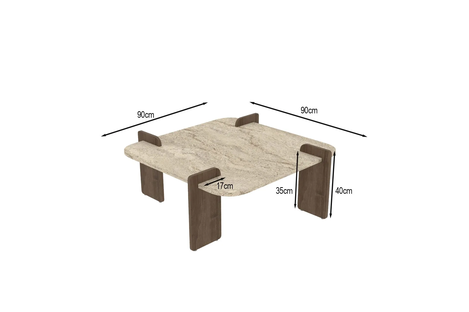 Stolik kawowy AFROLLI 90x90 cm trawertynowy orzech — zdjęcie 6
