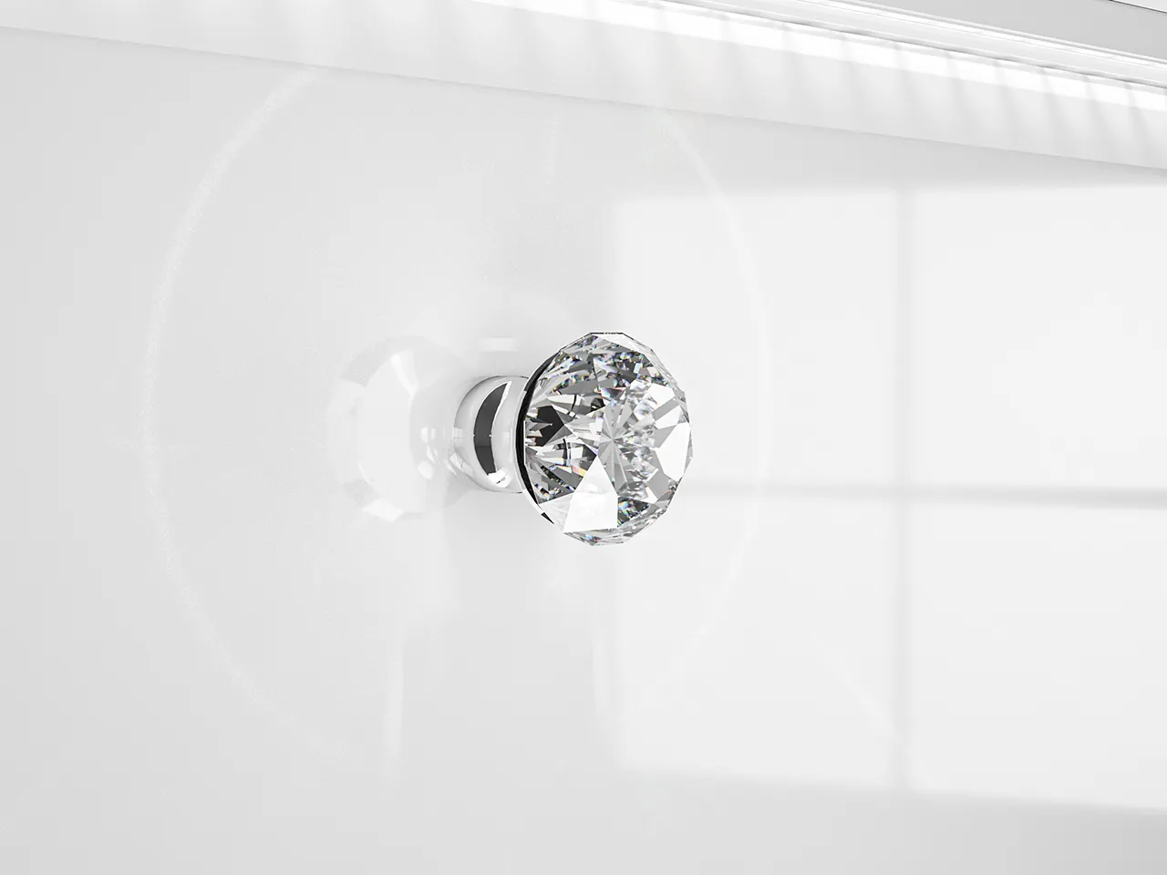 Komoda 2-drzwiowa z 3 szufladami GLAMOUR 02 z oświetleniem - biały połysk - 1GLAM02-001