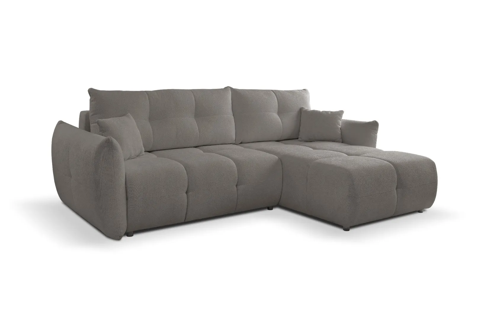 Narożnik rozkładany z pojemnikiem BASE SICURIO 257 cm L/P pikowany ciemnoszary