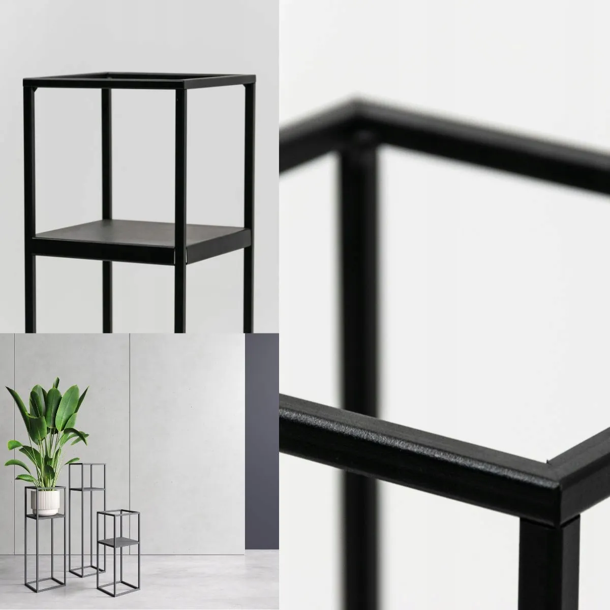 Kwietnik stojący metalowy LILLE L czarny - LD_TZ000165