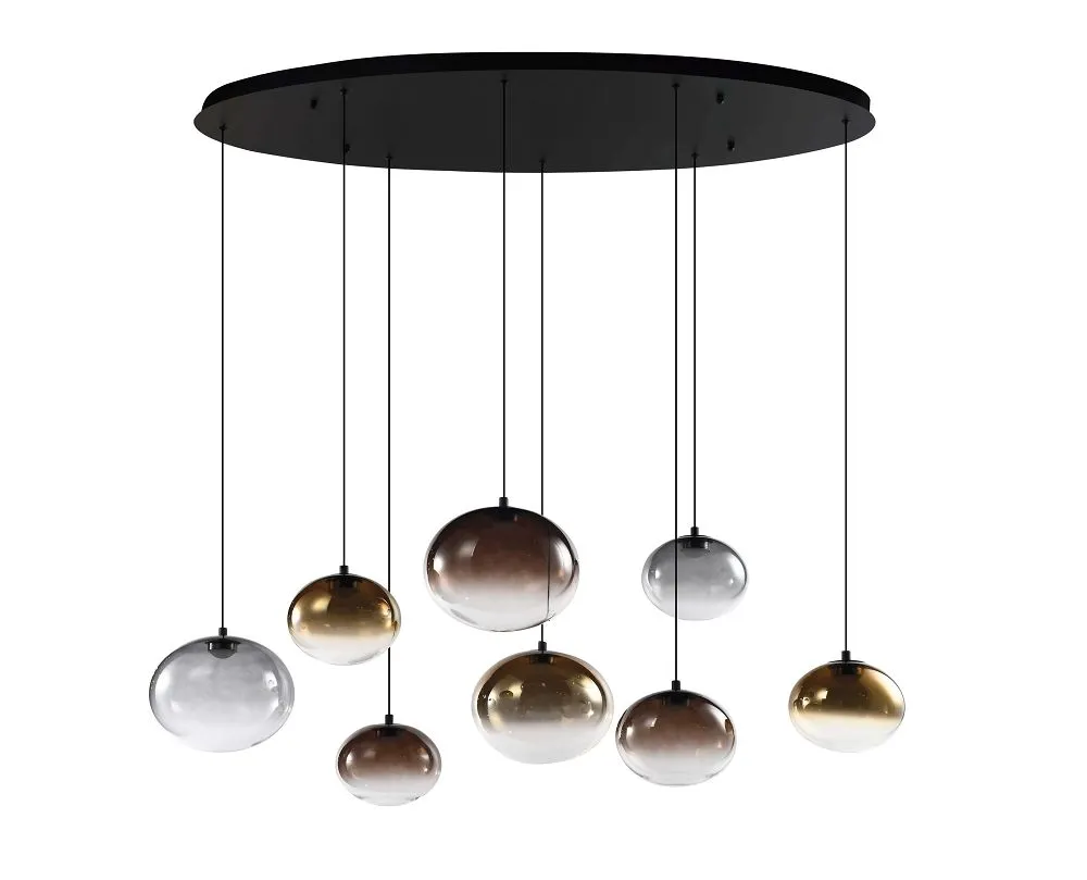 image lampa wisząca, kule ceramiczne, źródło światła, pendant lamp, kolorowy gradient