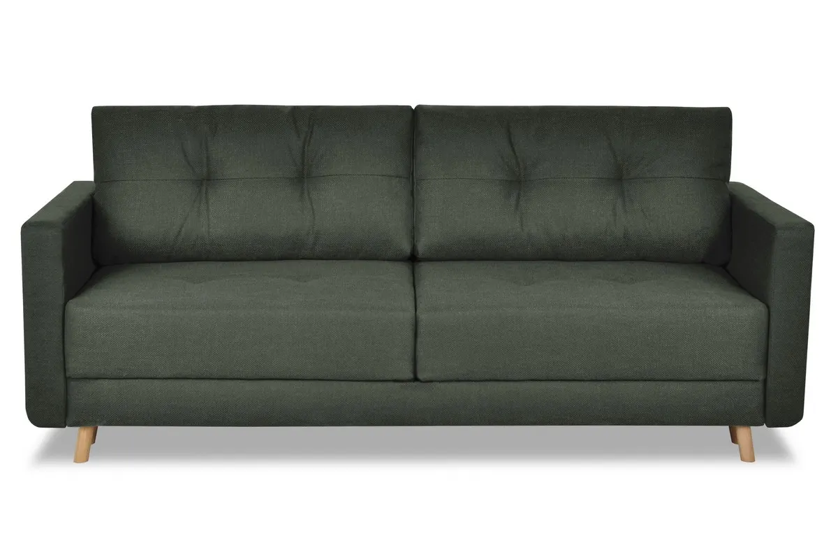 Sofa rozkładana z pojemnikiem SCANDI 218 cm ciemnozielona pikowana - SCANDINEW-AUSTIN13GREEN