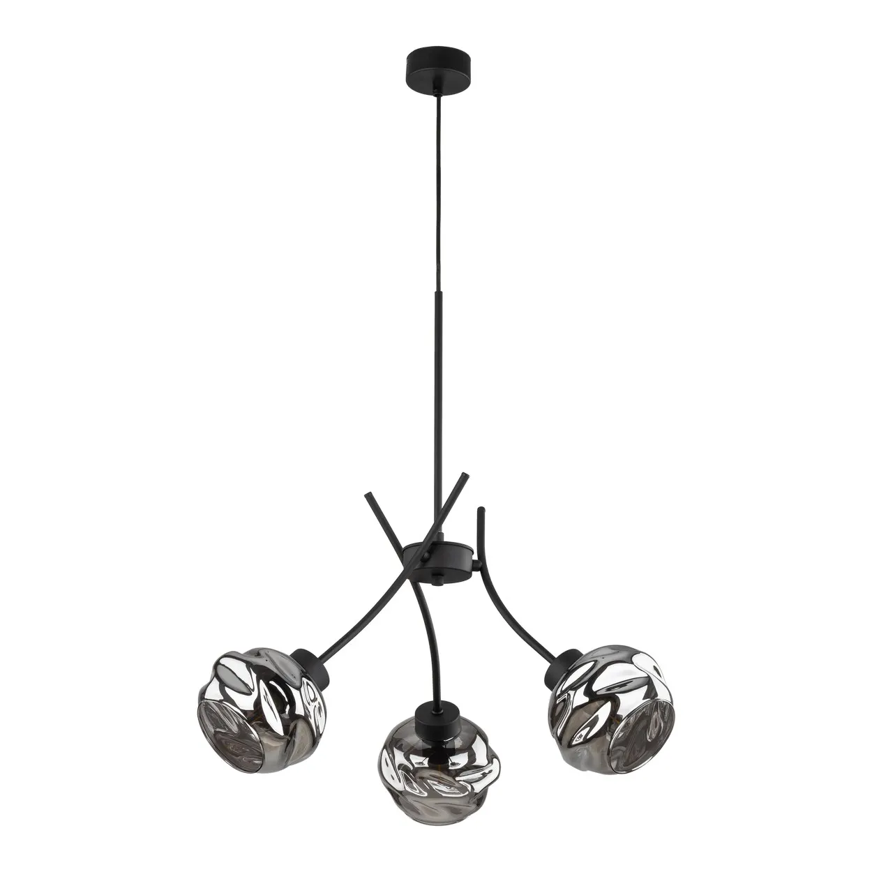 Lampa wisząca ZULIA czarna ze szklanymi przyciemnianymi lustrzanymi kloszami 130x48cm