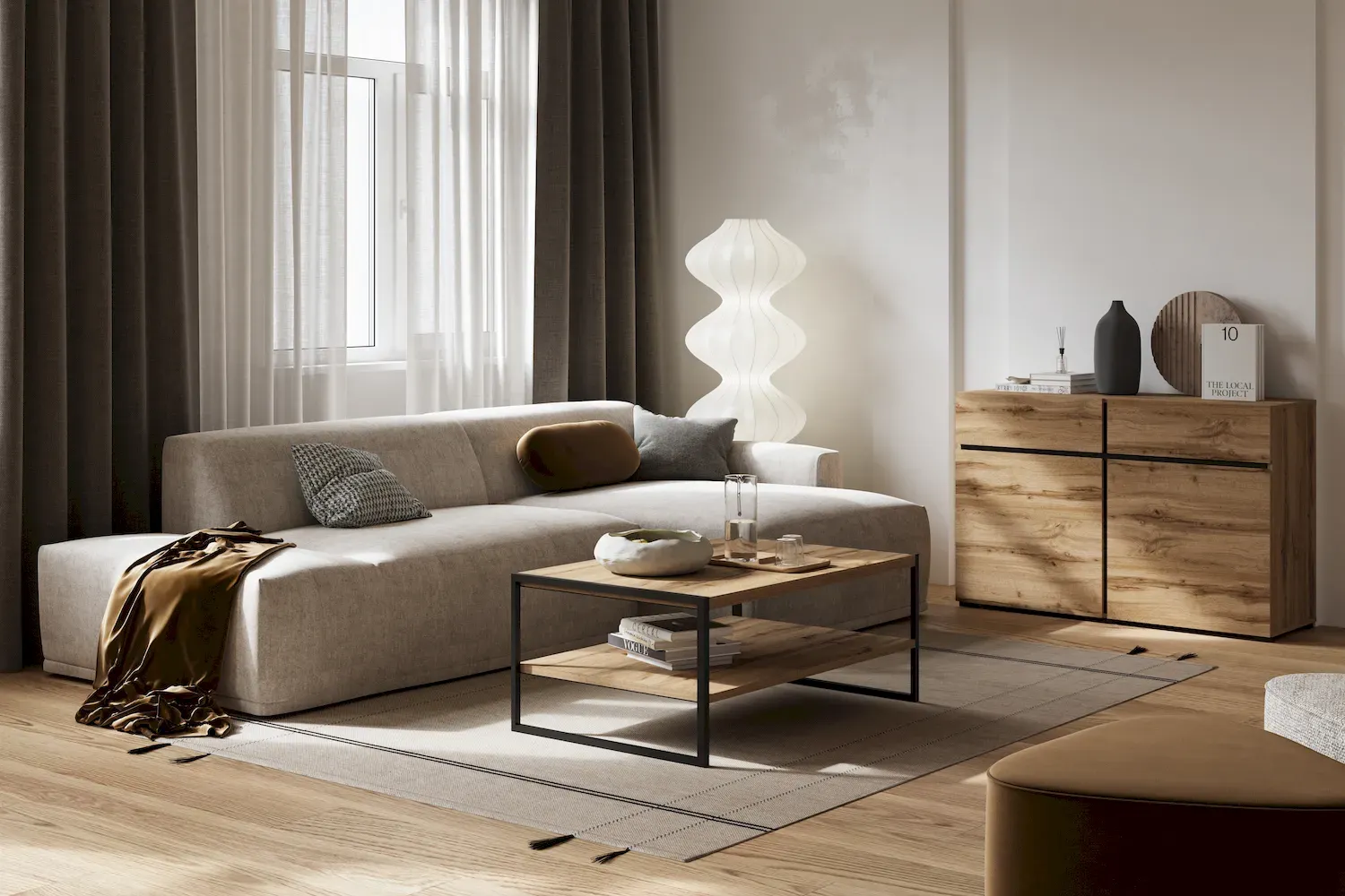 Stolik kawowy z półką EKO 97 dąb wotan czarny - 24N0MJ97