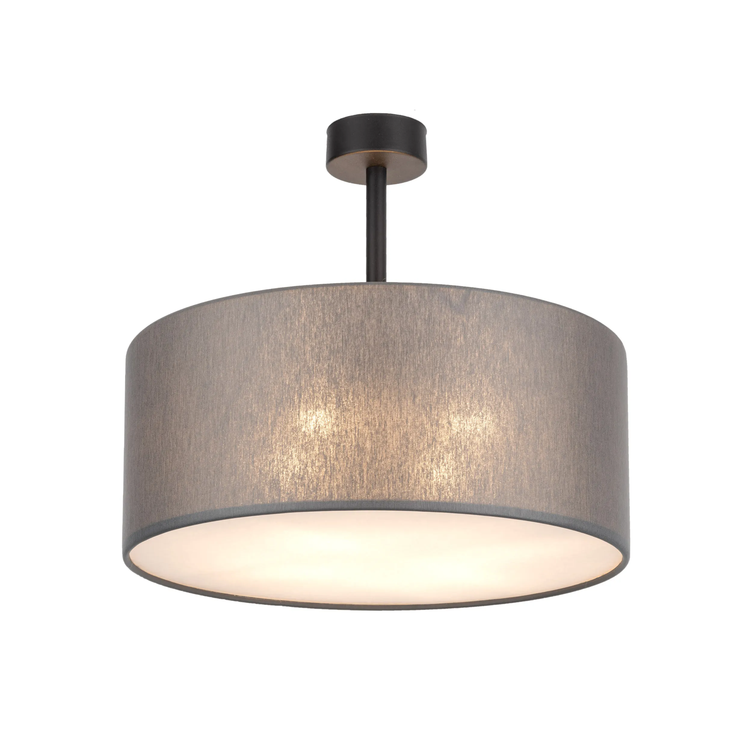 Lampa sufitowa RONDO czarna z szarym białym kloszem z tkaniny okrągła 40x35cm - TK_4240