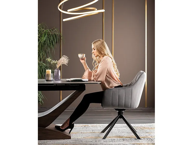 Stół rozkładany DOLCE CERAMIC 95x180(240) szary efekt marmuru stelaż kolor orzech - DOLCESZOR180