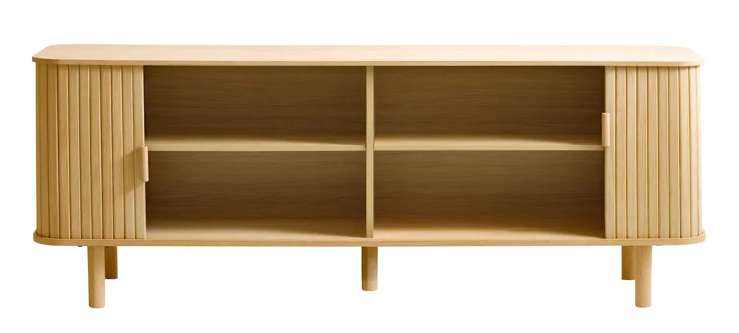 Szafka RTV 2-drzwiowa CAVO 160 cm ryflowana - dąb naturalny UNIQUE FURNITURE