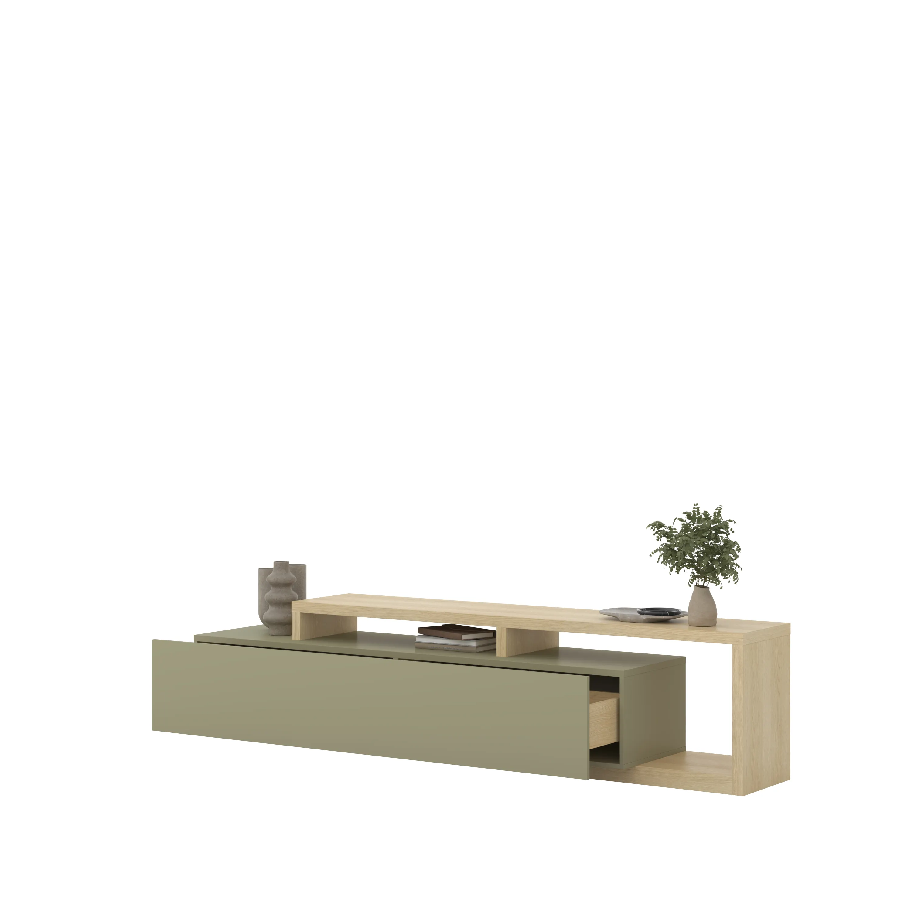 komoda, szafka TV, meble drewniane, wykończenie szare, półka podręczna