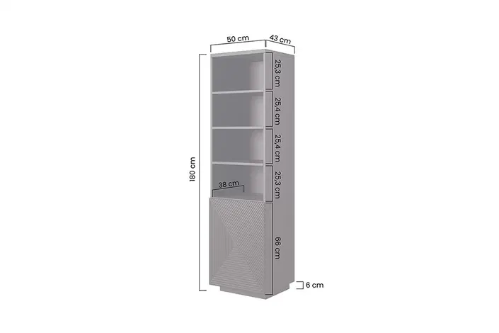 Regał ASHA 50 1D - czarny mat - dąb artisan - ryflowany front - cokół — zdjęcie 7