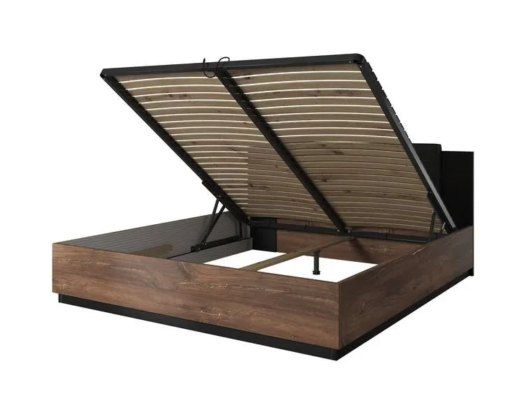 Łóżko SIGMA 51 z zagłówkiem i pojemnikiem dąb flagstaf 160x200cm - 24FWLI51