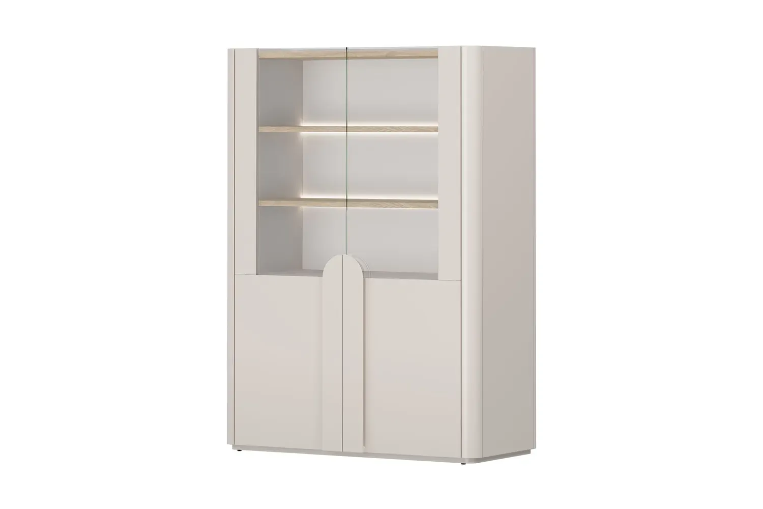 Witryna 2-drzwiowa AMILIO 100 oświetlenie LED - cashmere dąb olejowany uchwyty cashmere