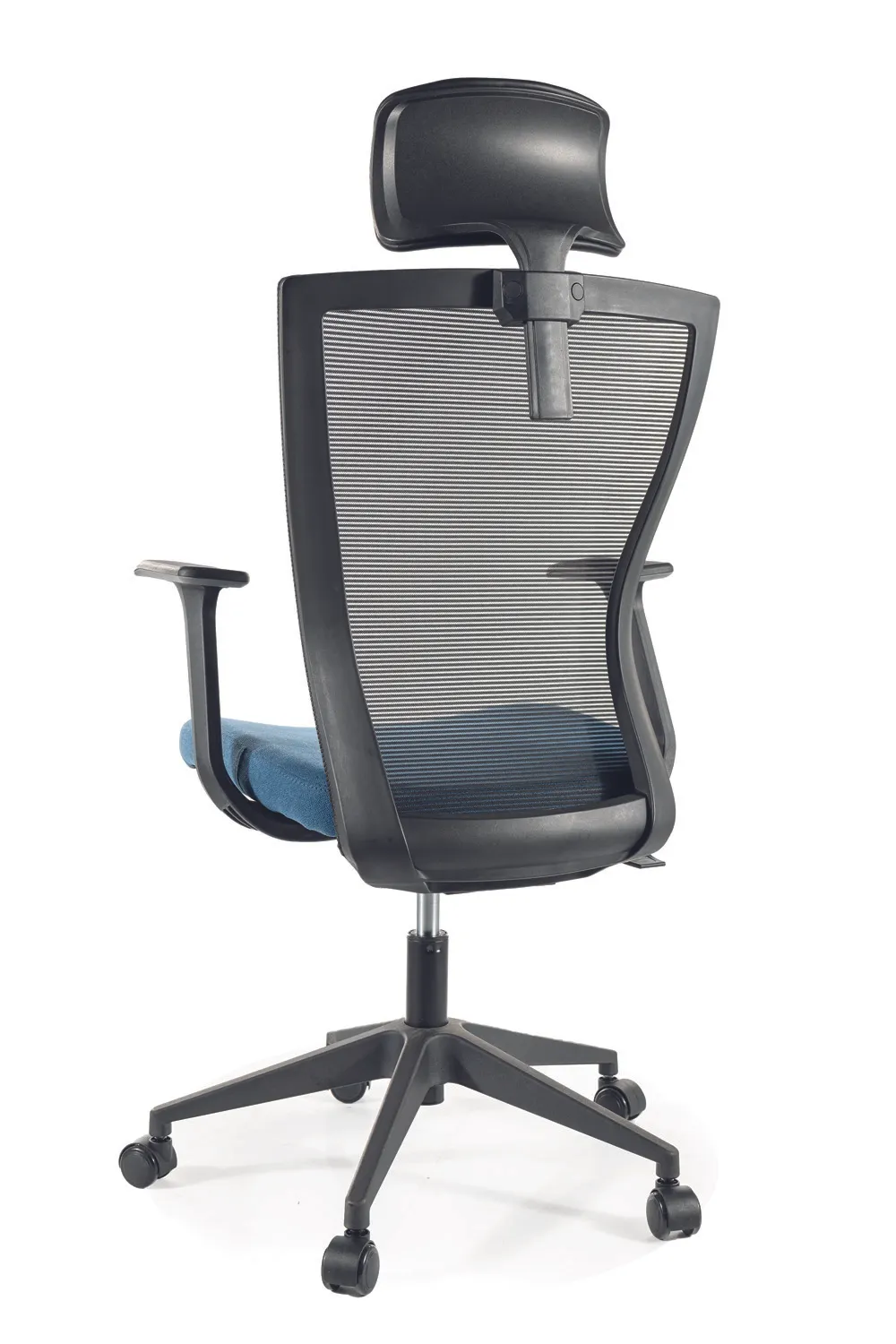 Fotel obrotowy Q-328H, TILT, regulowany zagłówek, multiblock, czarny, niebieski - OBRQ328HCN