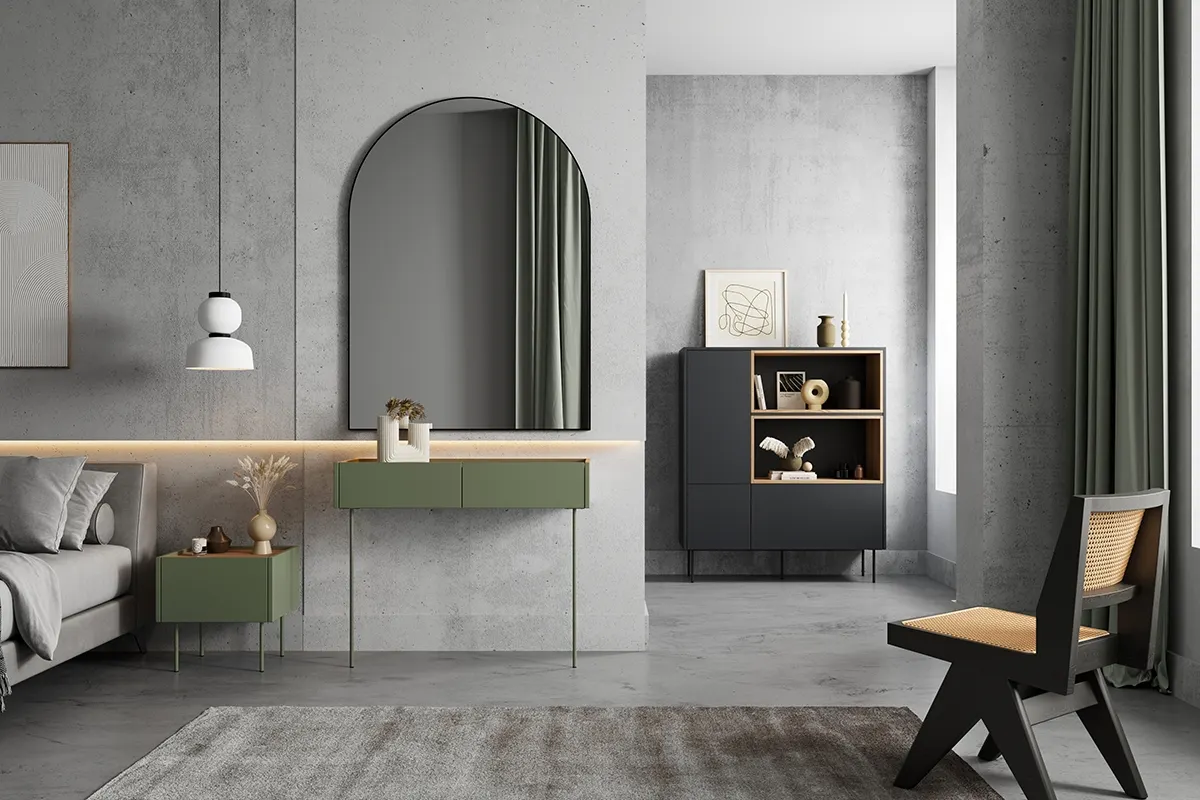 Szafka nocna DESIN 45 z 1 szufldą - oliwka - dąb nagano - B_149155