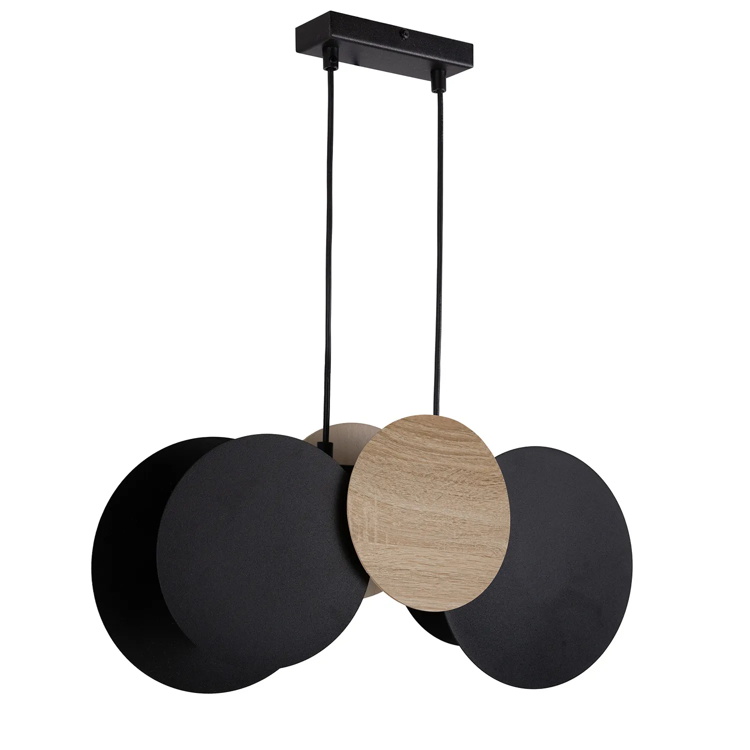 Lampa wisząca TOLA 2 czarne efekt drewna