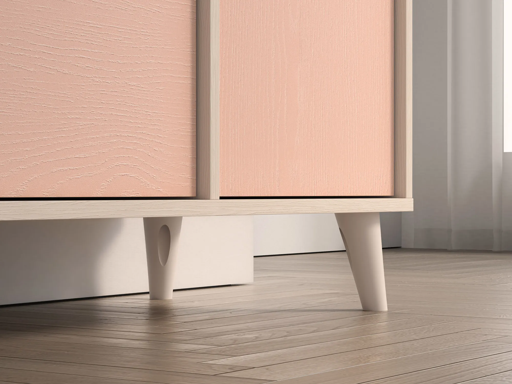 Komoda 1-drzwiowa z 3 szufladami MEVEL 05 piasek pustyni, różowy - 1MEVE05-001