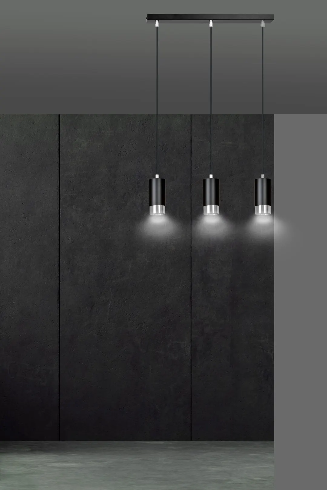 Lampa wisząca FUMIKO (816/3) z regulacją wysokości czarna-chrom — zdjęcie 4
