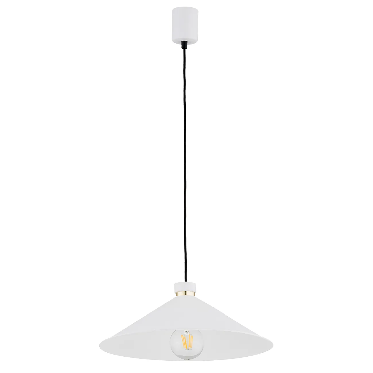 Lampa wisząca NASHVILLE metalowa biała mosiądz czarny przewód 103x40cm - 4693