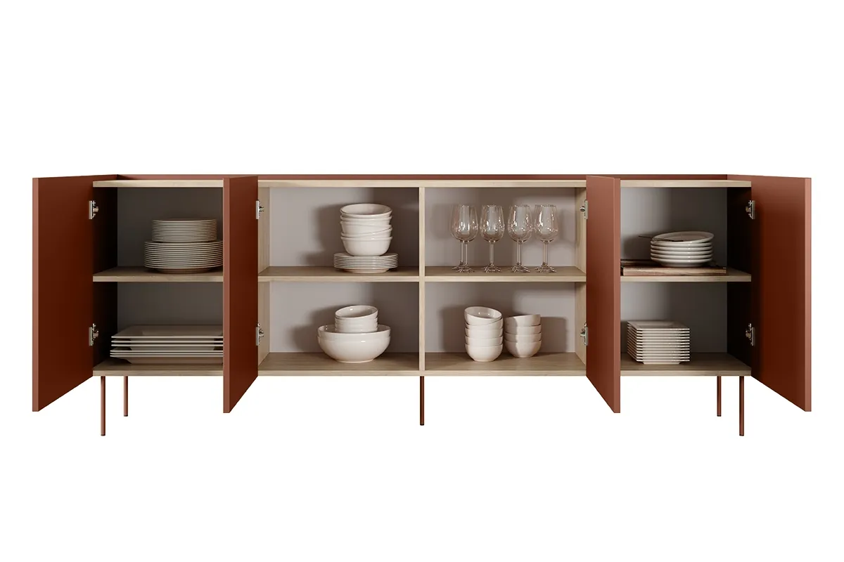 Komoda DESIN 220 4D - czerwony ceglany - dąb nagano - B_148992