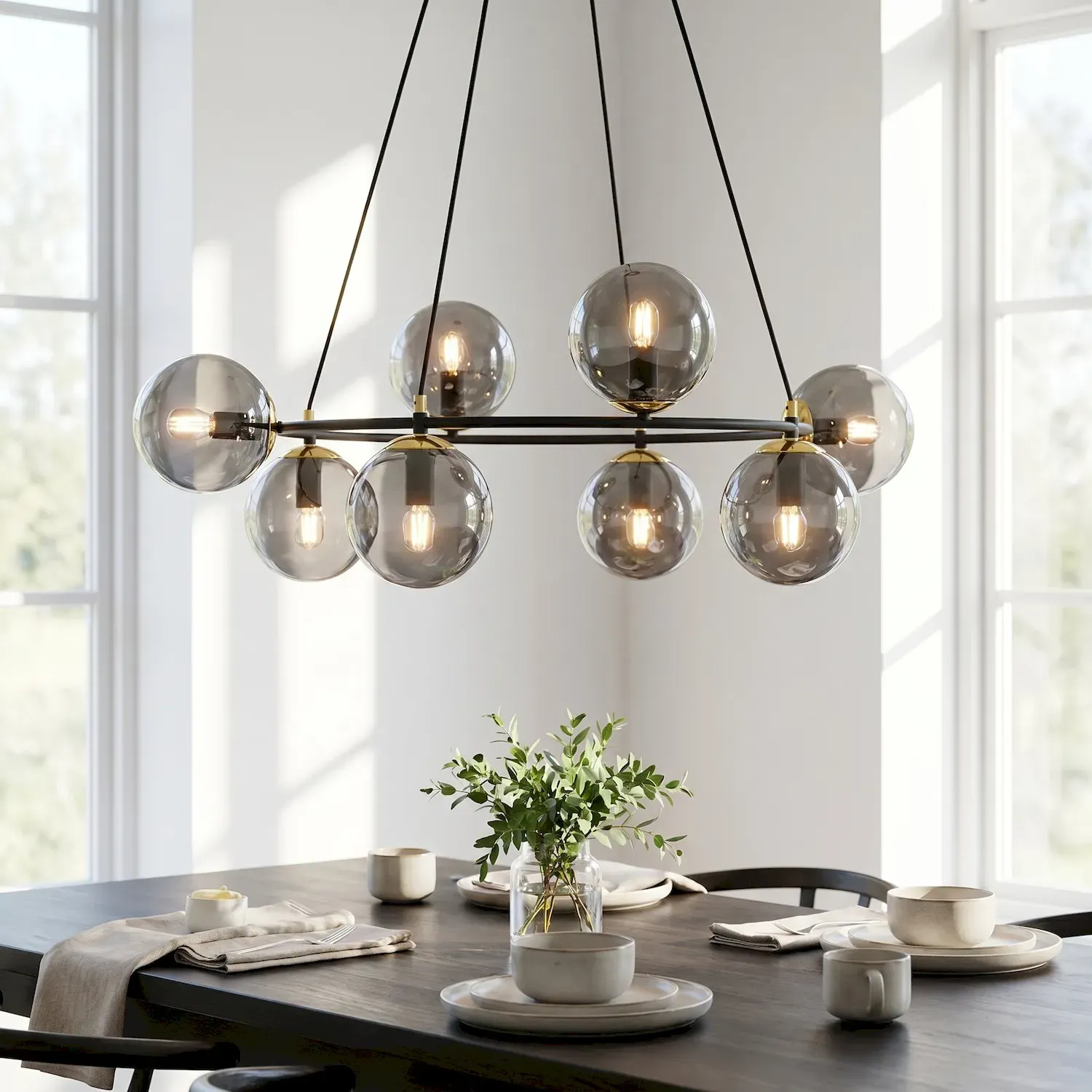 Lampa wisząca AZURA 8 czarny złoty grafitowy - 1294/8