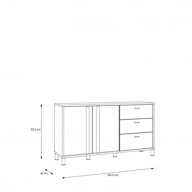 Komoda 2-drzwiowa z 3 szufladami HAYATO świerk alpejski/czarny - HYTK231L-M215