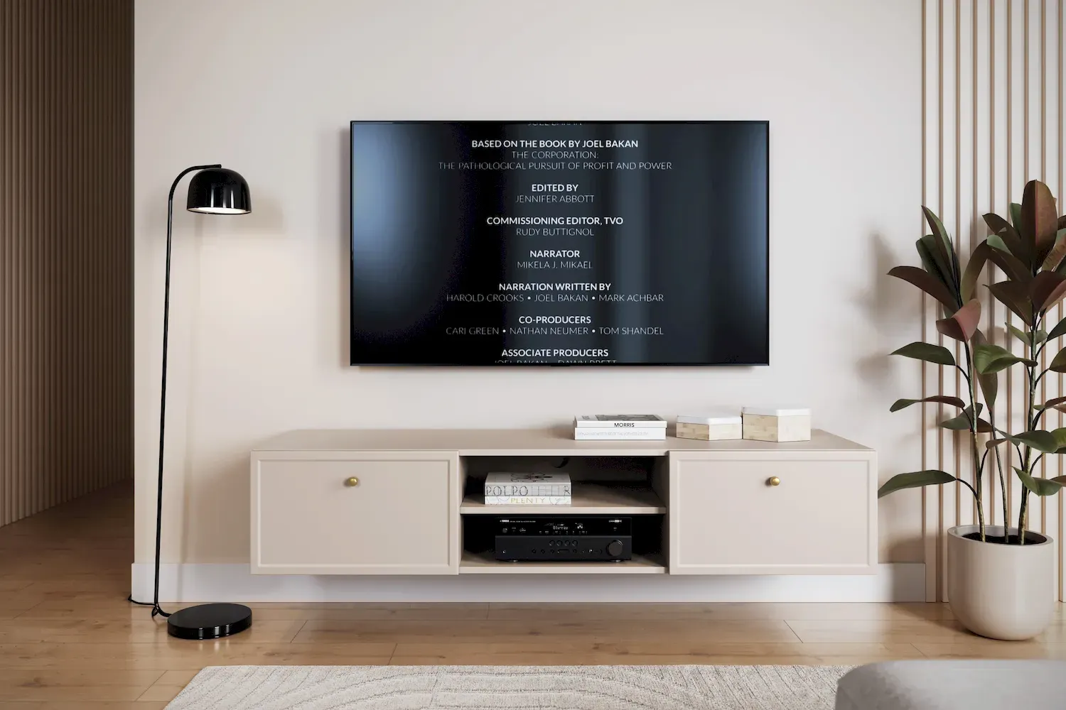 Szafka RTV wisząca z 2 szufladami LORINI 150 - cashmere gałka złota - B_166821