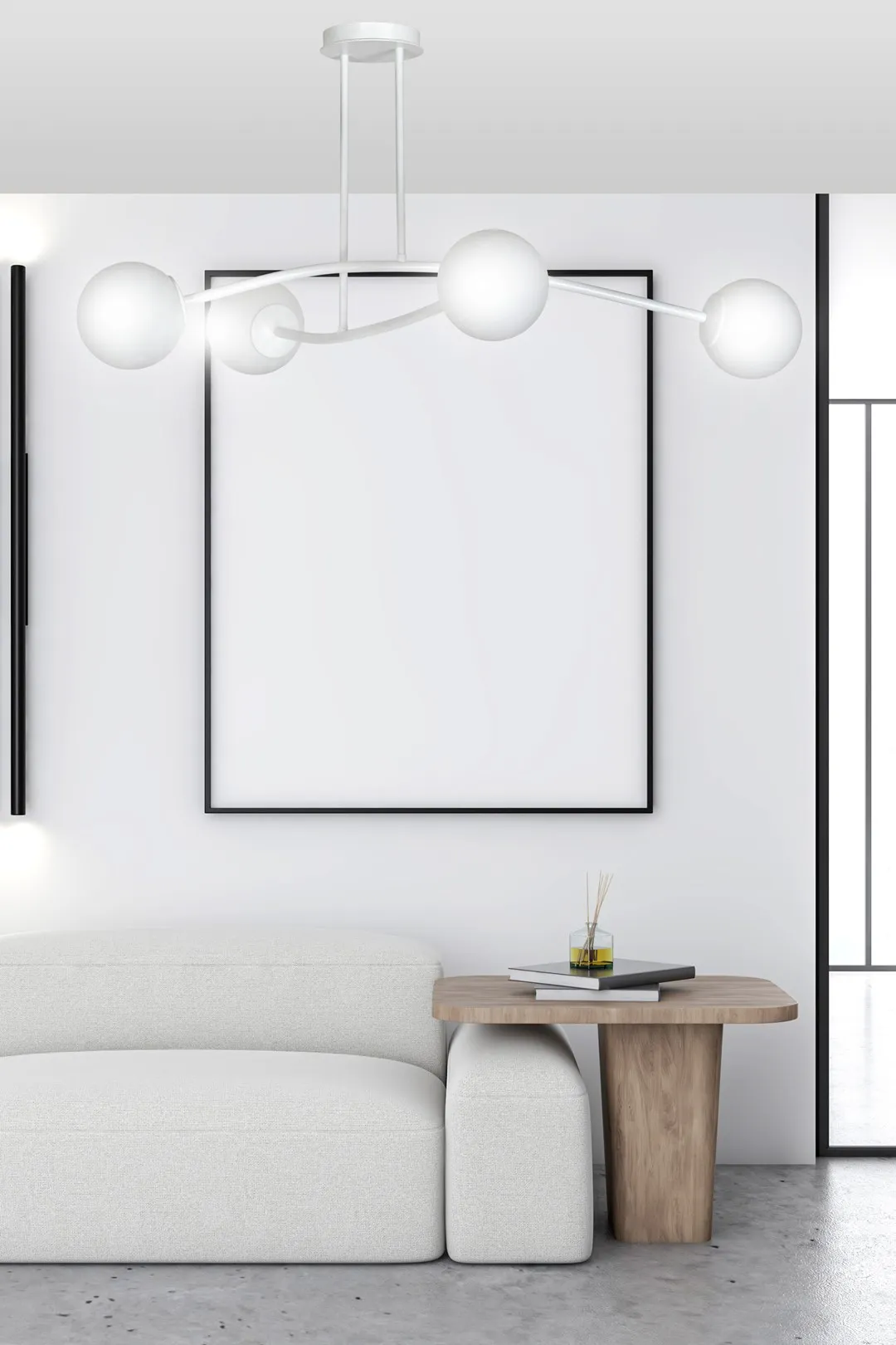 lampa sufitowa, kula, oczywisty design, sufitowy żyrandol, sofa