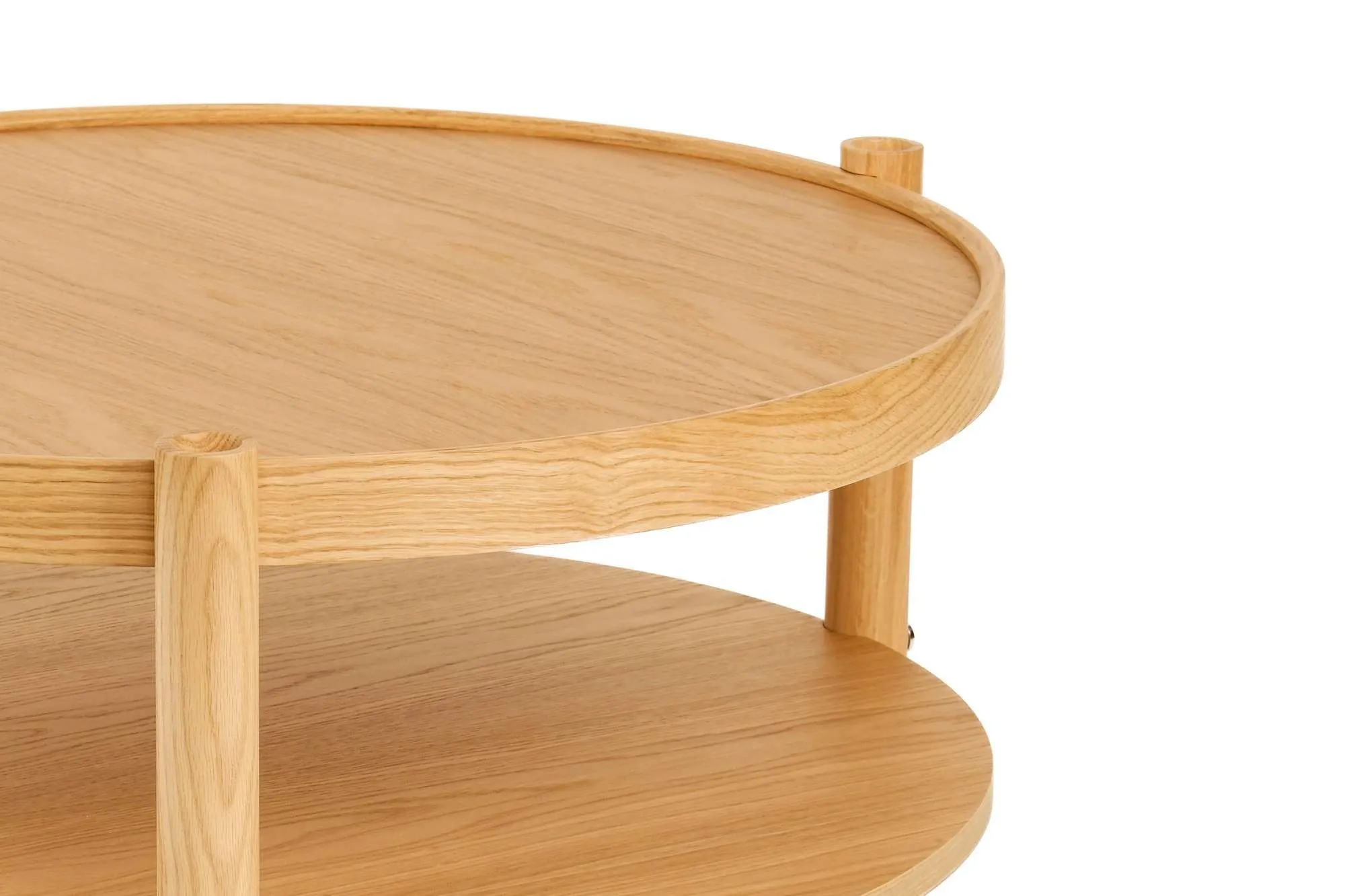 Stolik kawowy drewniany z półką MONZA FI 80 dąb naturalny - ASI_643MRL1101