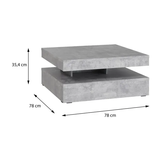 Stolik kawowy obrotowy CFTT4181 COFFEE TABLES 78x78 cm Beton jasnoszary - CFTT4181-U39