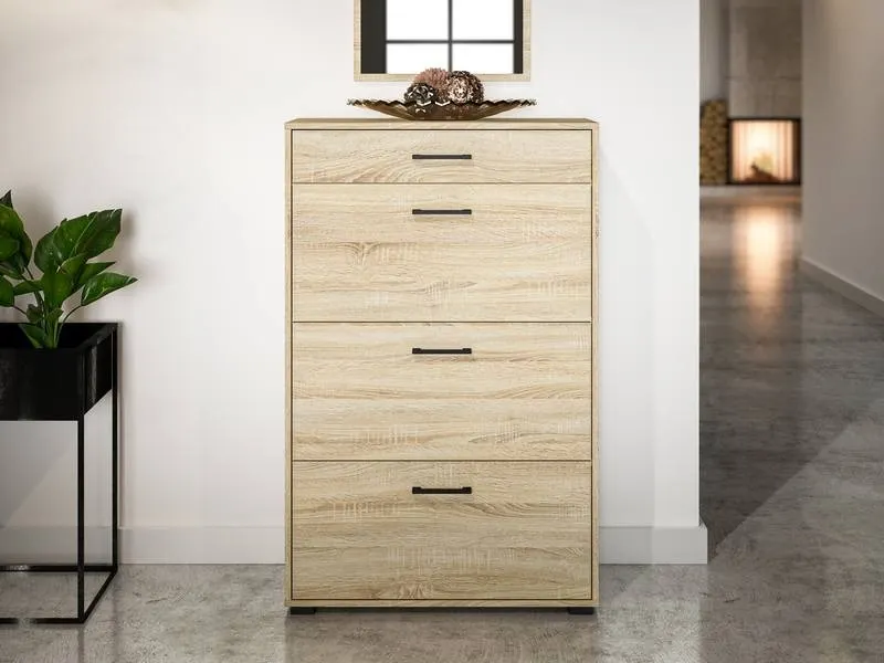 Szafka na buty z szufladą i 2 klapami Caro 09 Sonoma jasna 90x50x34 — zdjęcie 5