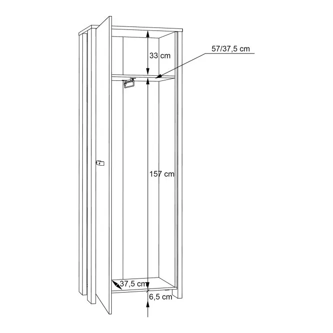 Szafa CLIF 1-drzwiowa 67 cm, old wood vintage, beton - CLFS711-C546