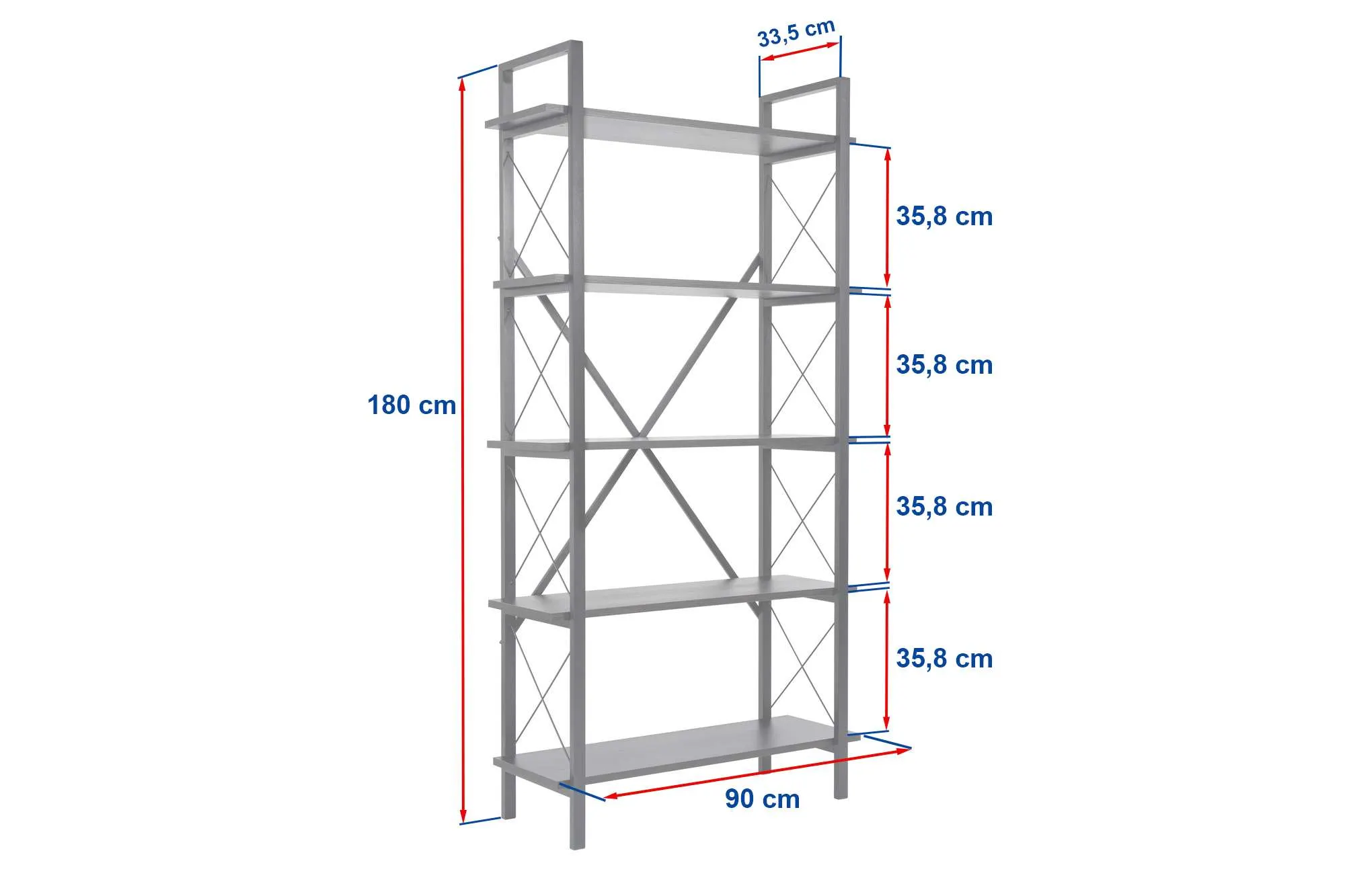 Regał wysoki ELYSIAN 90x180 cm sosna atlantycka czarny — zdjęcie 5