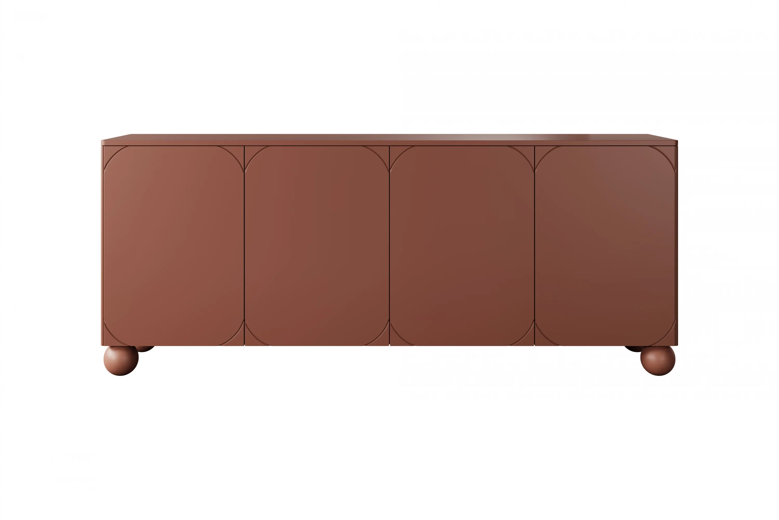 Komoda 4-drzwiowa z 4 szufladami SONATIA 200cm burgund nogi kule - B_157309