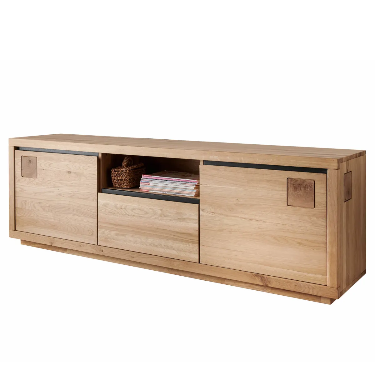 Szafka rtv dębowa HALLOW 170x56 z 2 drzwiami i szufladą