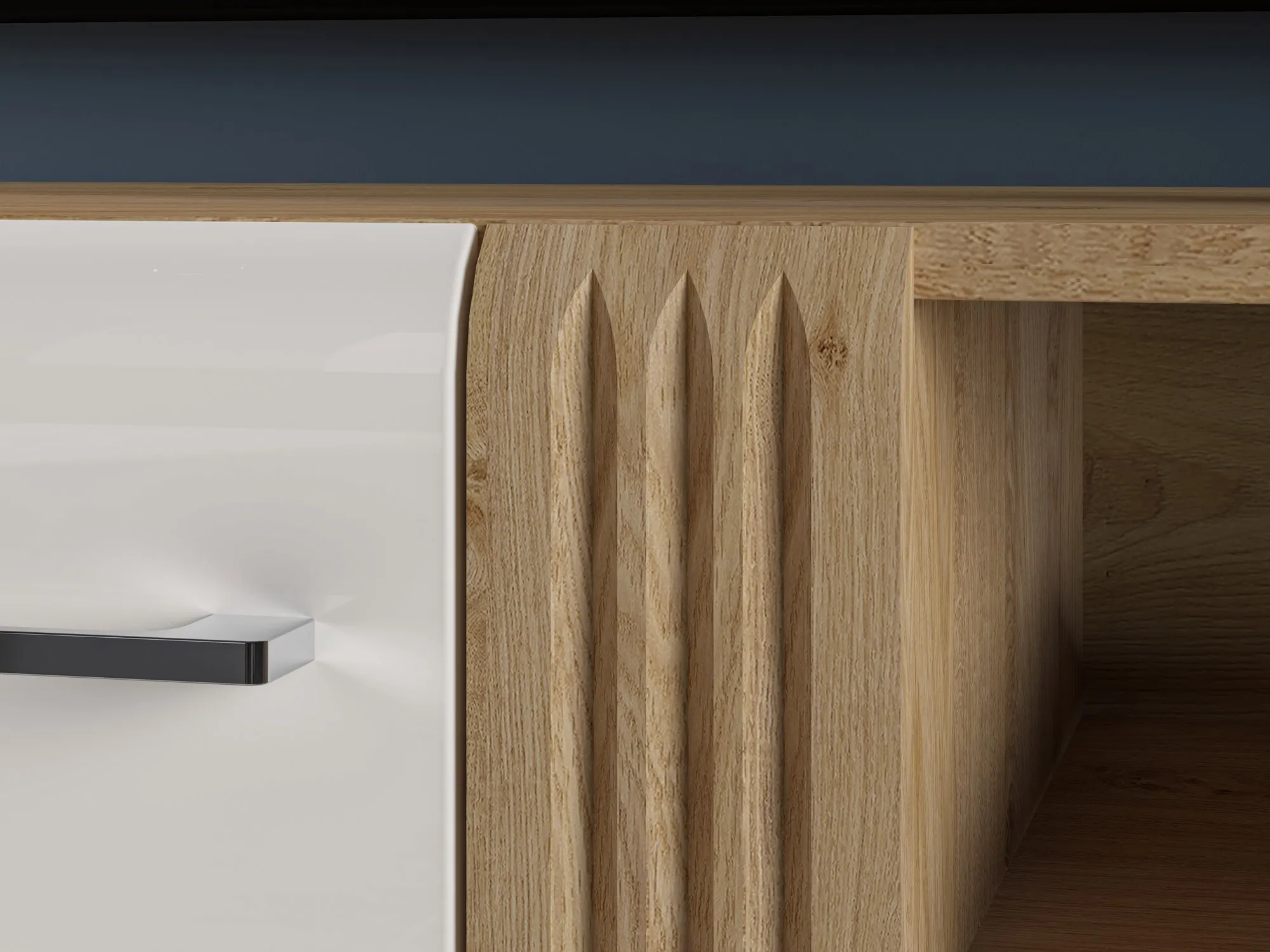 Szafka RTV Adagio 07 dąb castello, biały połysk - 1ADAG07-001