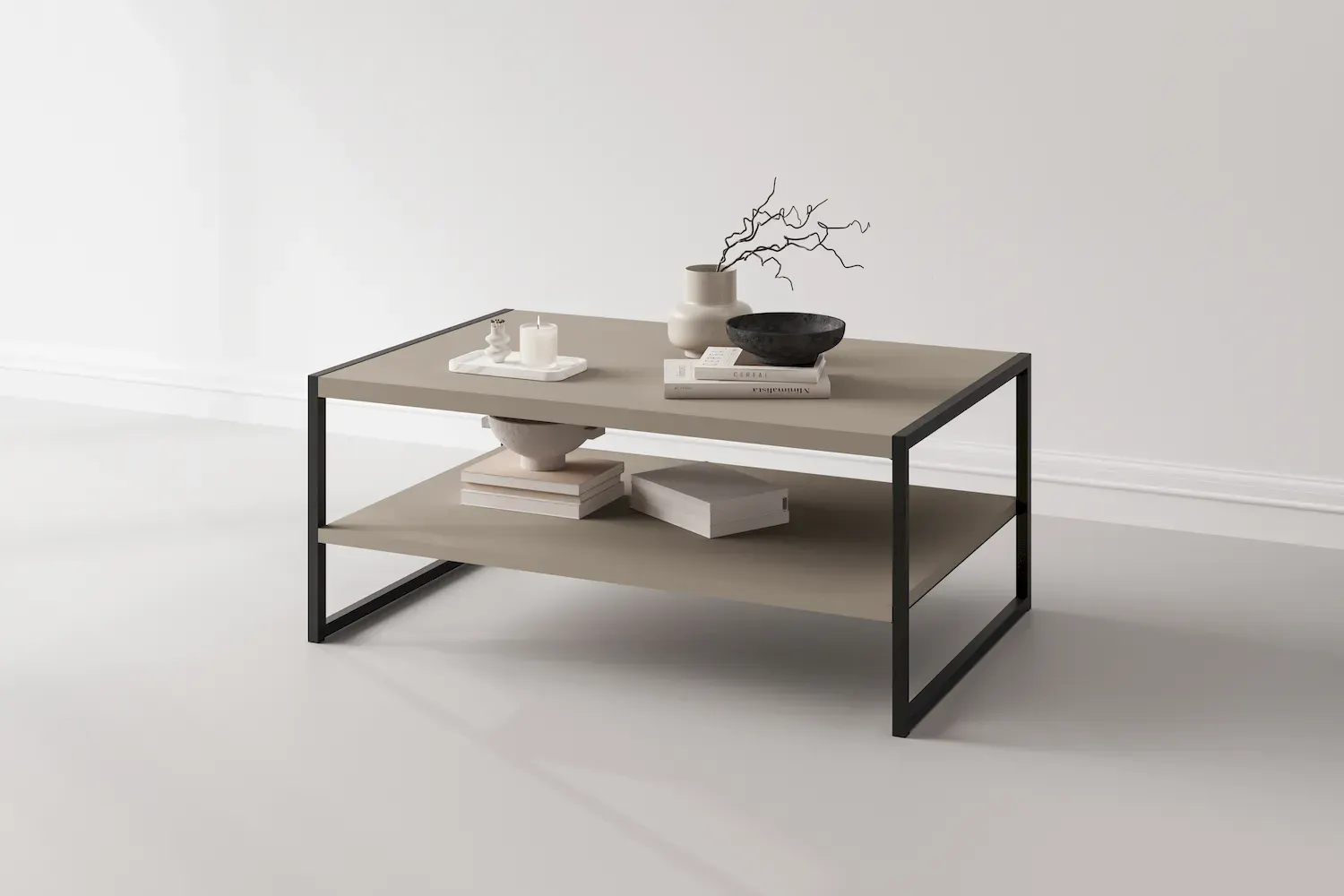 Stolik kawowy z półką EKO 97 congo czarny - 24COMJ97