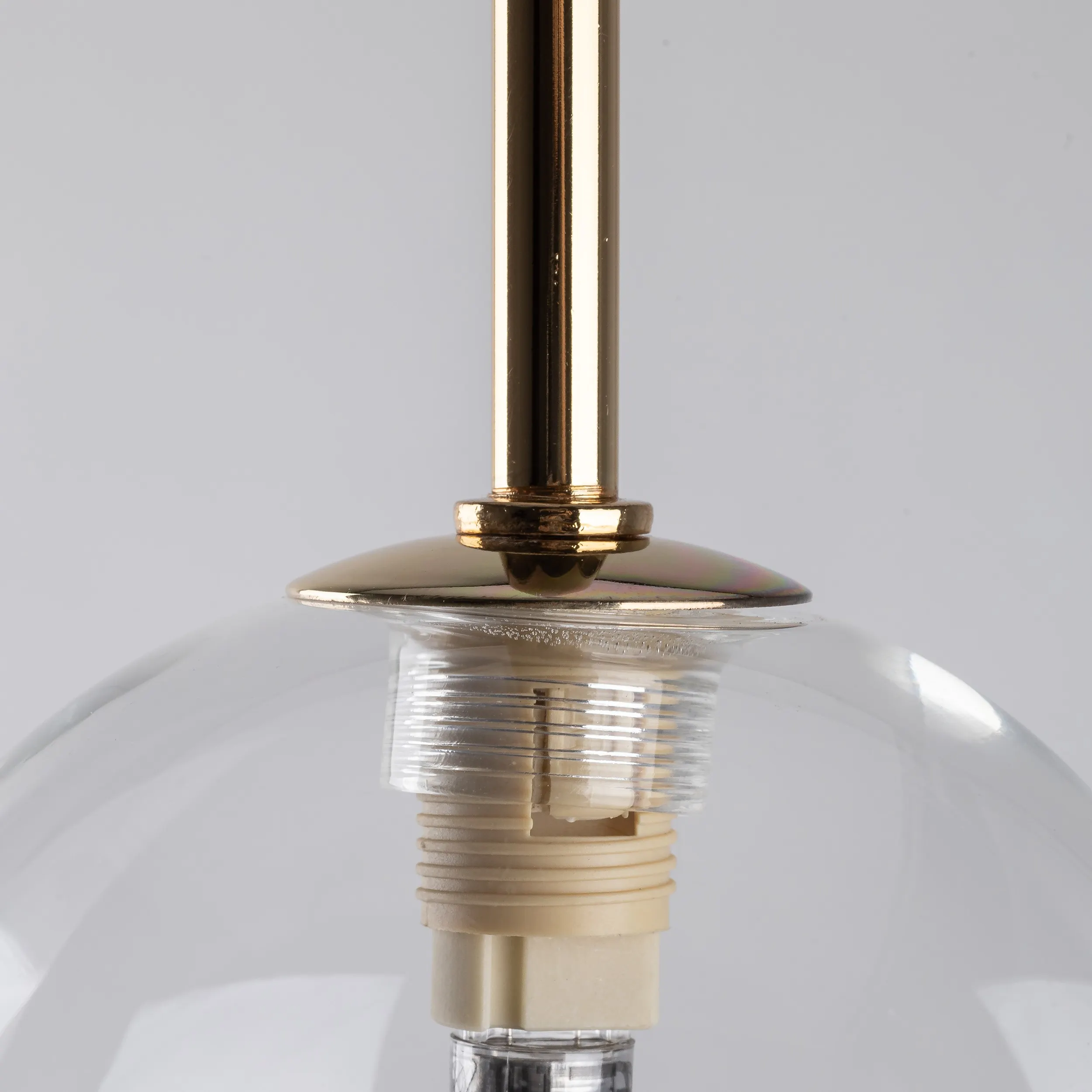 Lampa wisząca NILOS czarna ze złotym elementem z transparentnym okrągłym szklanym kloszem 160x12cm - TK_5941