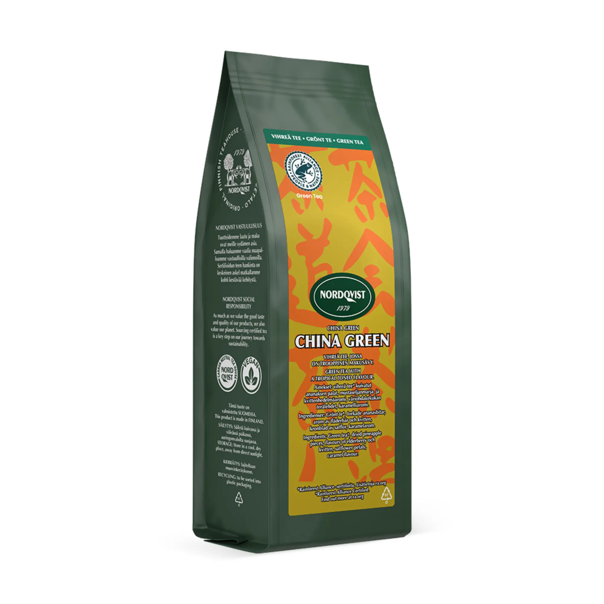 Nordqvist Herbata China Green 100 g zielona opakowanie, liście herbata, China Green, Nordqvist, zielona herbata