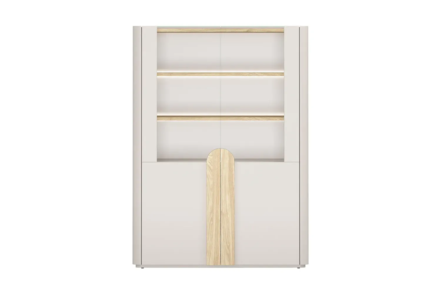 Witryna 2-drzwiowa AMILIO 100 oświetlenie LED - cashmere dąb olejowany uchwyty dąb jasny - B_169210