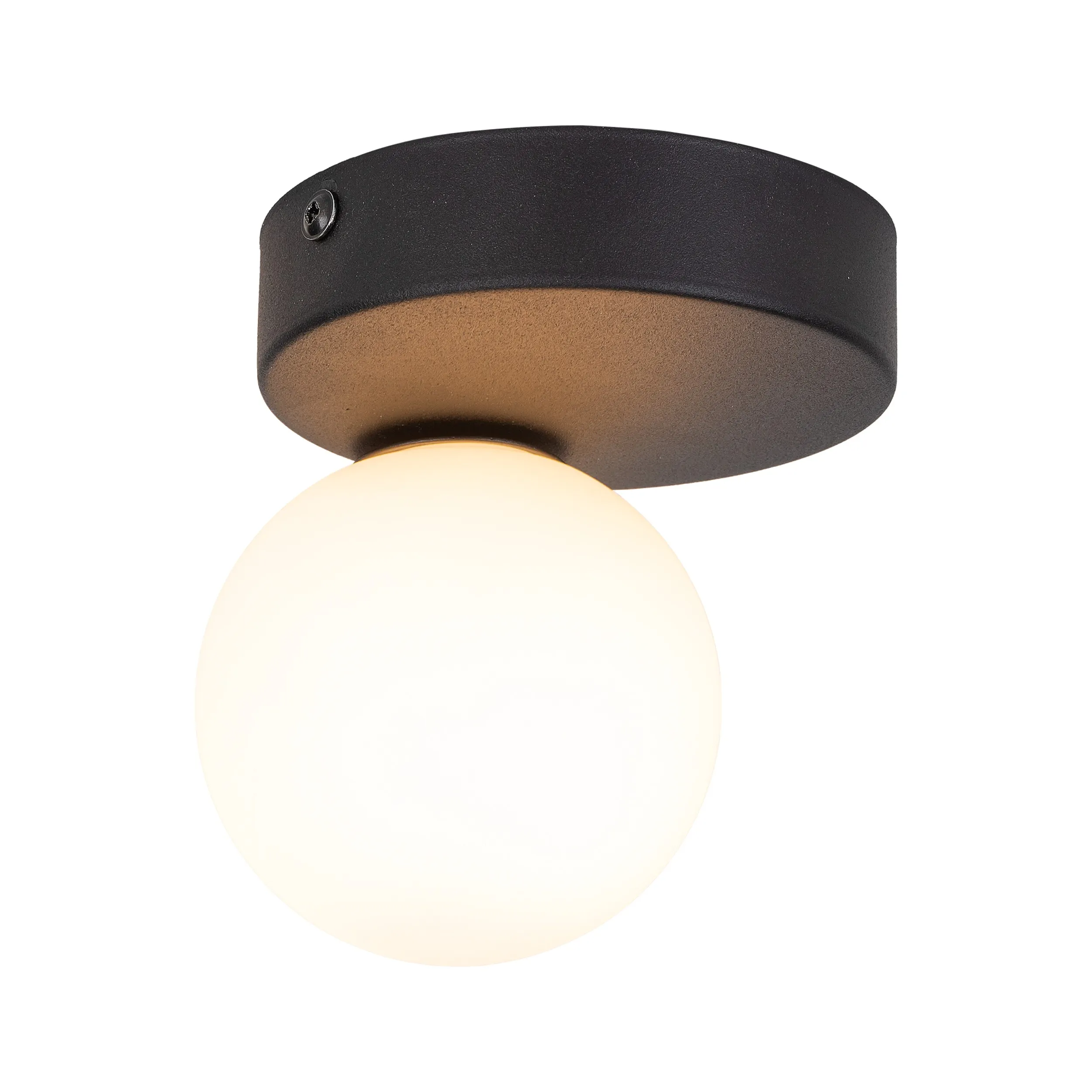 Lampa sufitowa BIANCA czarna z białym okrągłym szklanym kloszem 16x15x12cm — zdjęcie 7
