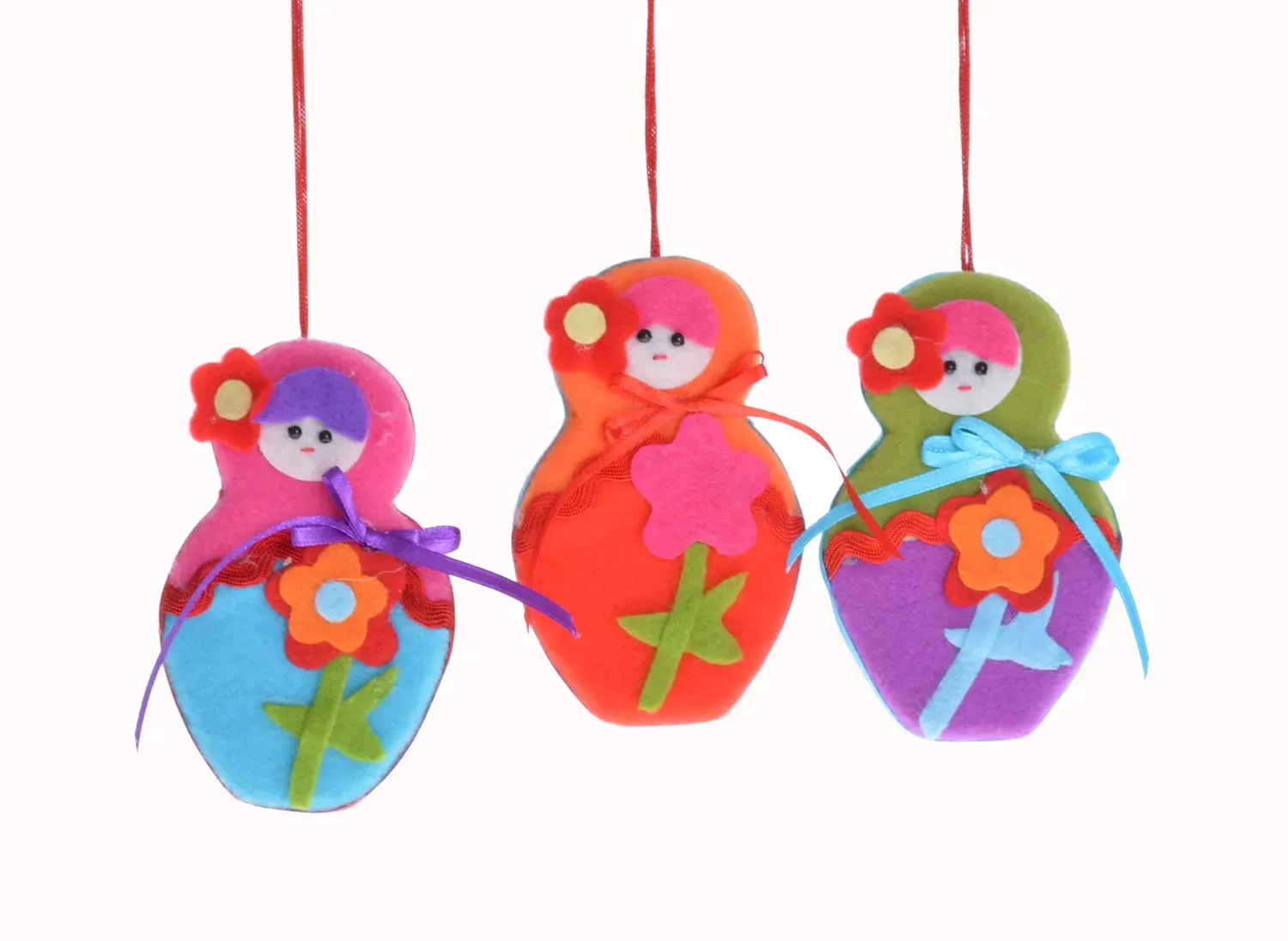 Zawieszki filcowe MATRIOSZKA 3 sztuki wielokolorowe Zawieszki filcowe MATRIOSZKA 3 sztuki wielokolorowe