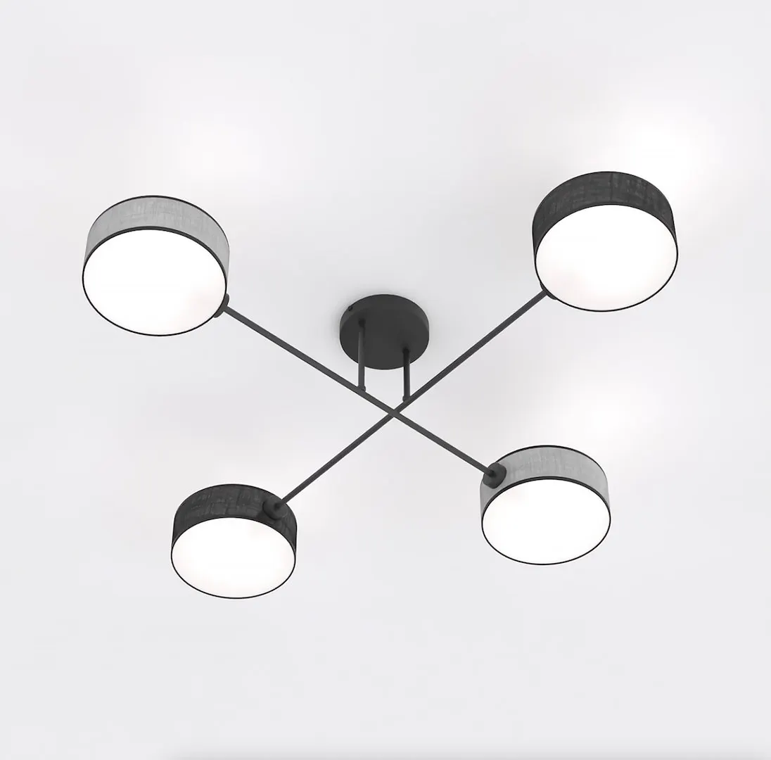 Lampa sufitowa plafon MAGA 4 MIX2 abażur czarno-szara — zdjęcie 2