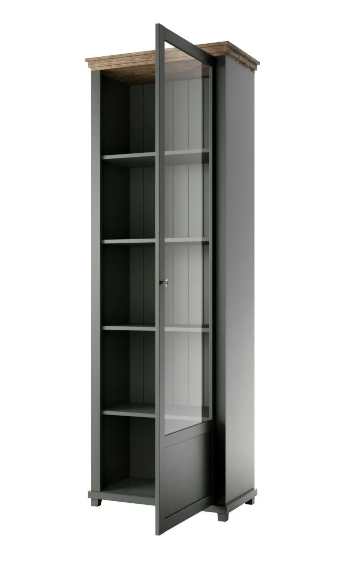 Witryna szklana prawostronna EVORA ciemnozielona/dąb Lefkas - 24ZRJU06