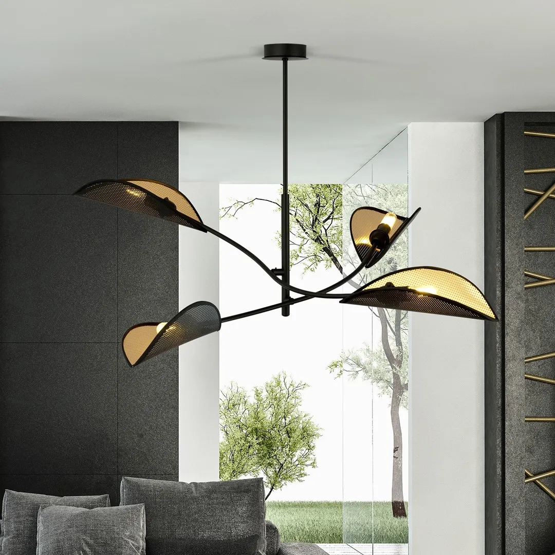 Lampa wisząca LOTUS 4 czarny złoty — zdjęcie 5