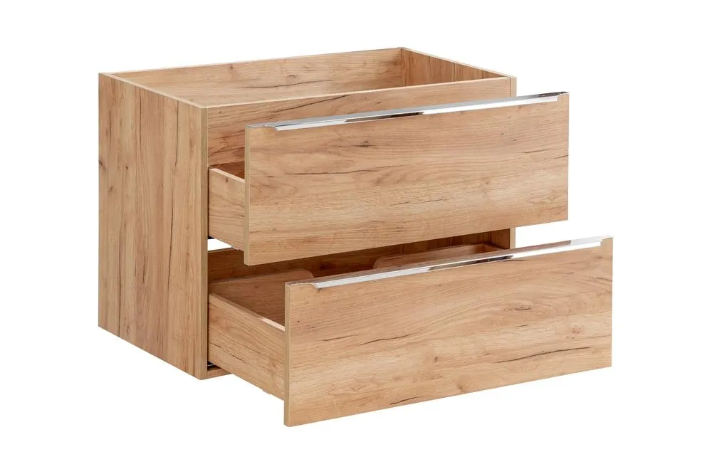Szafka pod umywalkę z 2 szufladami CAPRI z chromowanymi uchwytami dąb złoty craft 80x57x46cm - CAPRI_OAK_821A_FSC