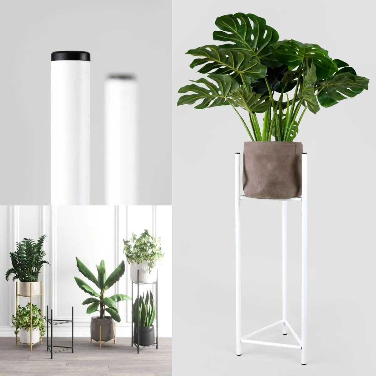 Kwietnik-stojak na donice metalowy SENS M biały - LD_TZ000147