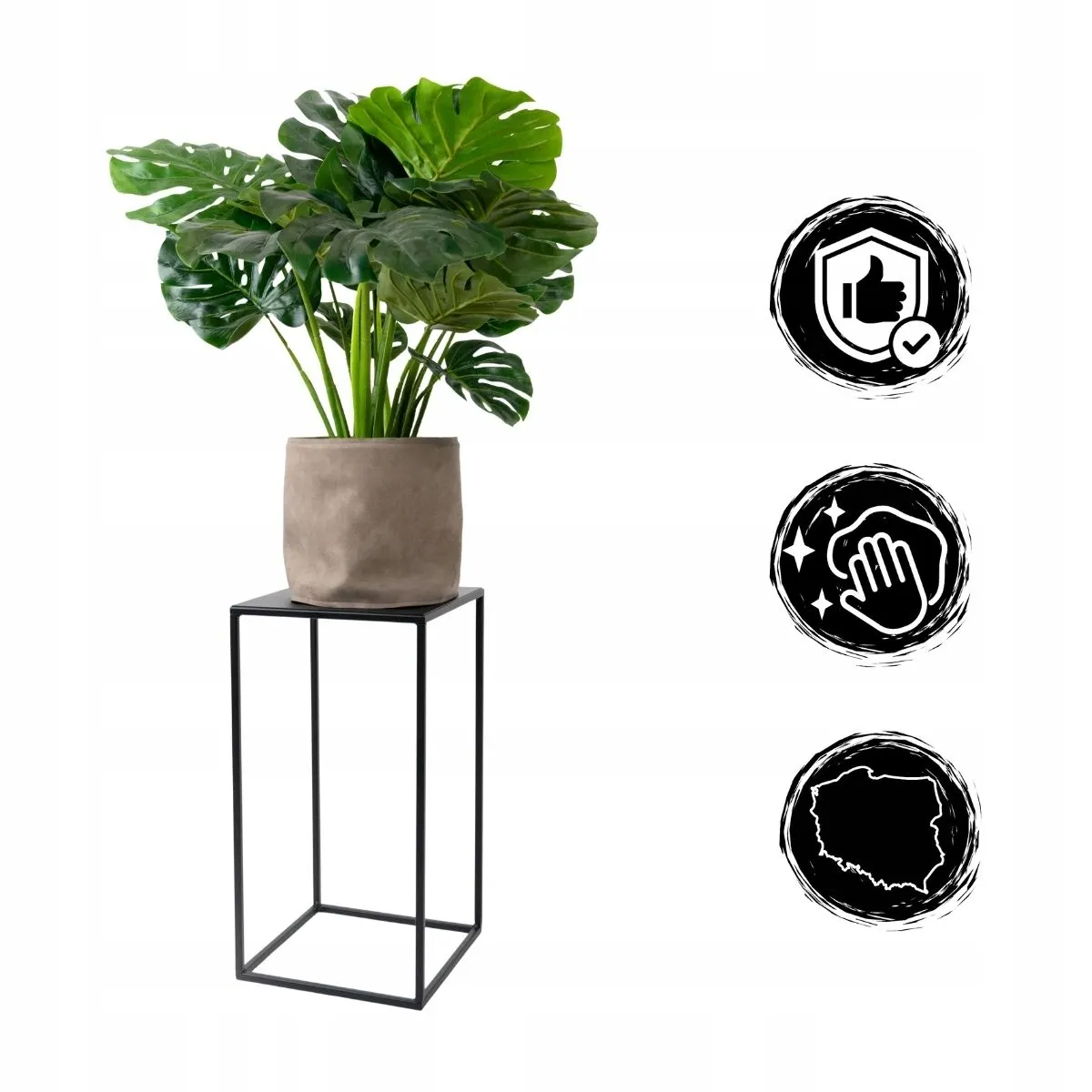 Kwietnik stojący metal drewno BREST S czarny - LD_TZ000154